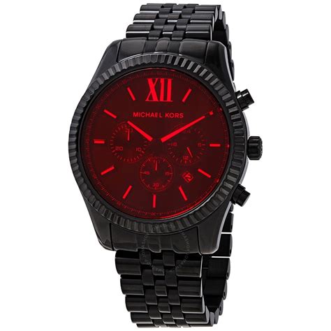 michael kors black and red mens watch|Michael Kors clear band watch.